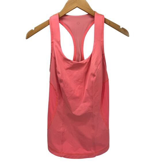 Lululemon Tank Top Womens 8 Cardio Kick Pink Peach Racerback Activewear - Picture 1 of 7